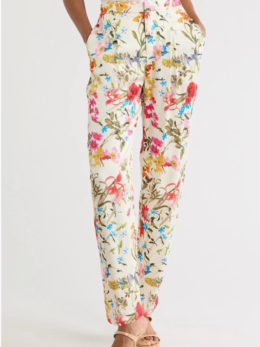 Joie Meadow Bloom Floral Cream Wide-Leg Pants